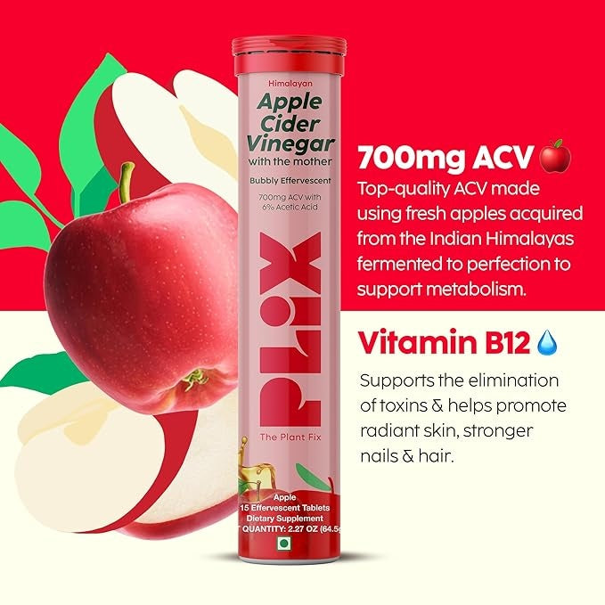 Plix Apple Cider Vinegar, Apple - 750mg (Pack of 8)