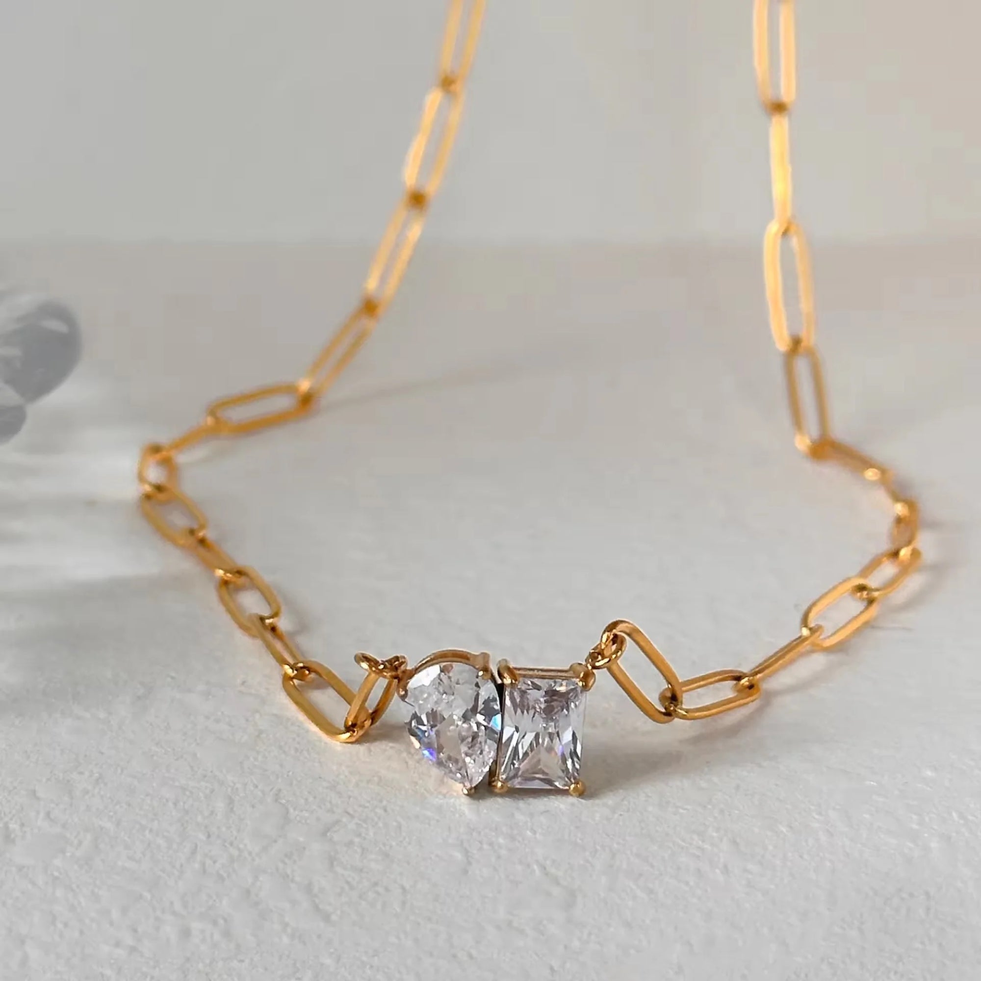 Salty Twin Spark Paperclip Necklace