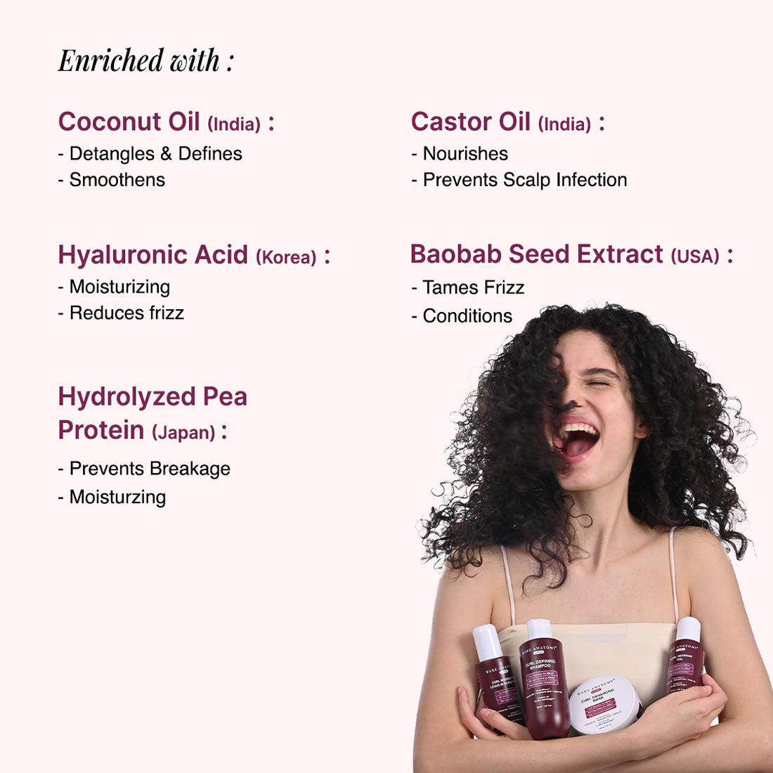 Bare Anatomy Curl Defining Kit- Shampoo Leave-in Conditioner Mask & Gel
