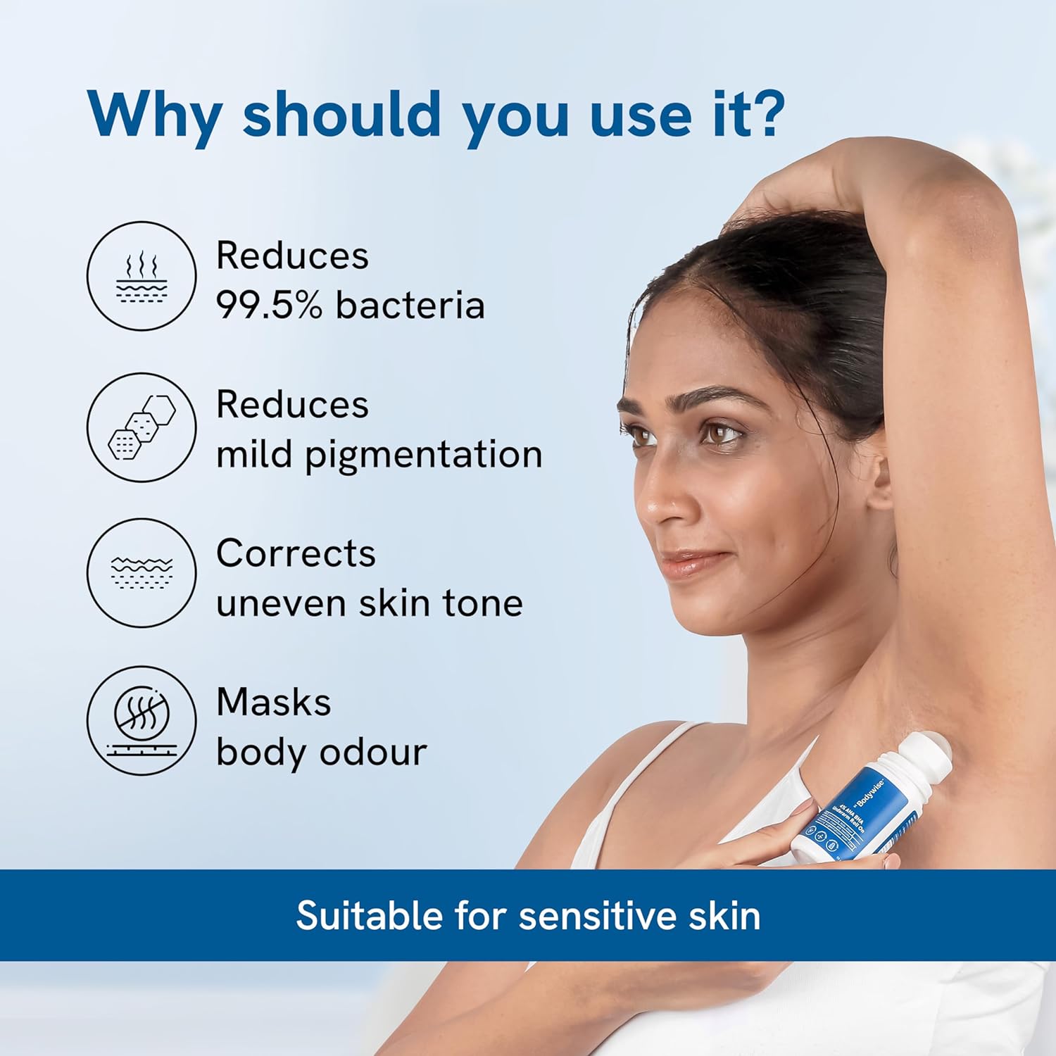 Be Bodywise 4% AHA BHA Underarm Roll On - 50 mL - Watermelon