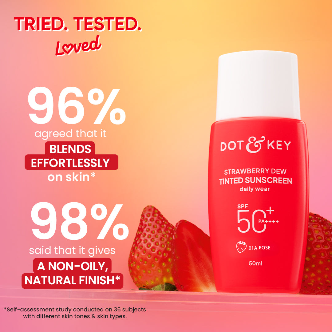 Dot & Key Strawberry Dew Tinted Sunscreen, In-Vivo Tested SPF 50+ PA++++ - Warm Ivory - 02 Light Medium