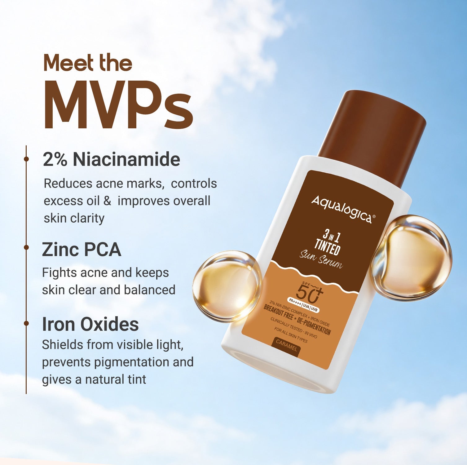 Aqualogica 3-In-1 Tinted Sun Serum - 50g
