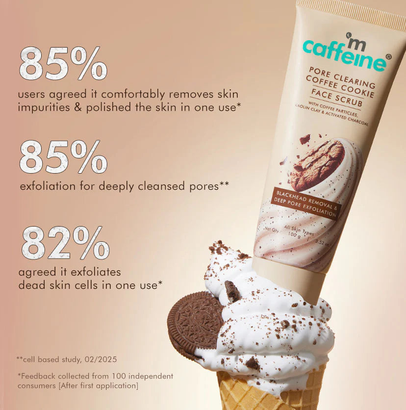 mCaffeine Pore Clear Coffee Cookie Face Scrub - 100gm