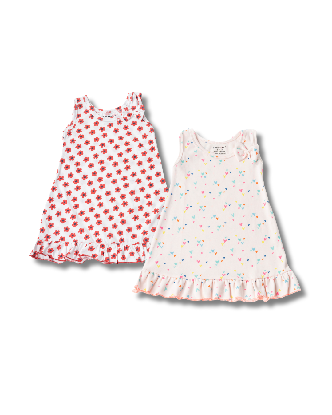 Urbanrac 2 Pack Dresses - Charming Hearts + Red Floral
