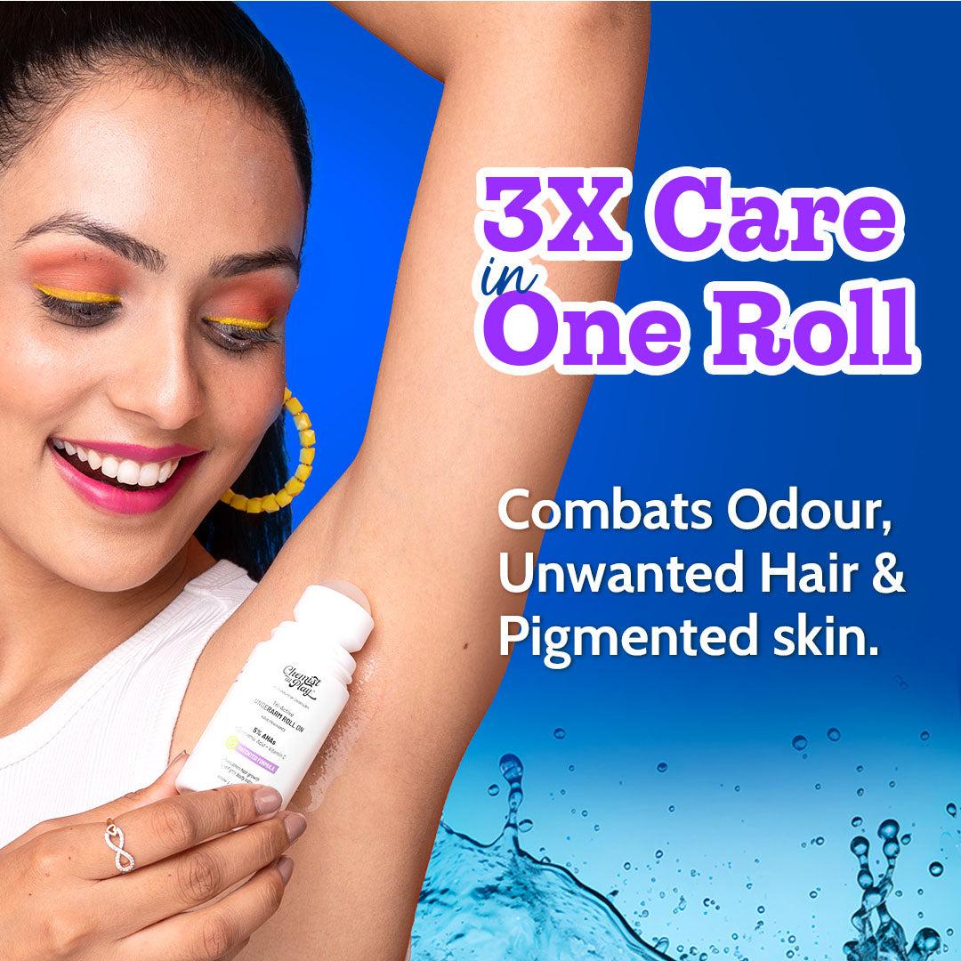 Chemist at Play Tri-Active Underarm Roll On for Hair Growth Reduction - Aqua