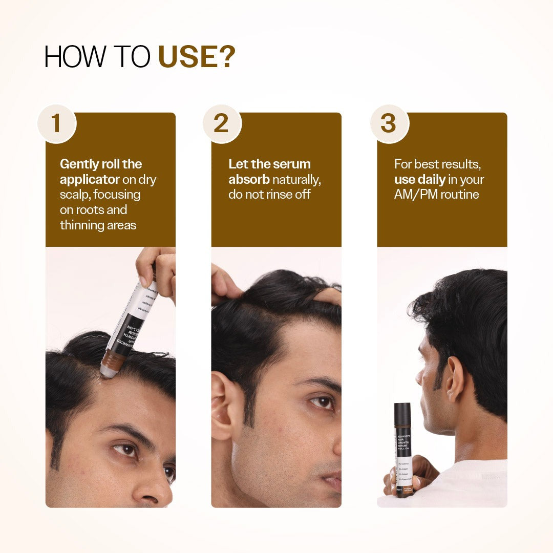 Bare Anatomy Advanced Hair Growth Serum Roll-On with Redensyl, Rosemary & Rice Water- 25 ml