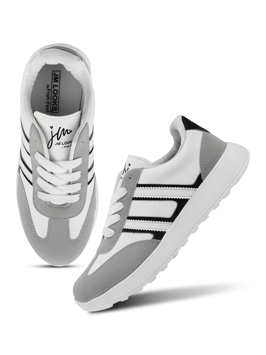 JM Looks The Urban Stripe Classic Breathable Sneaker with Round Toe & Lace-Up Closure