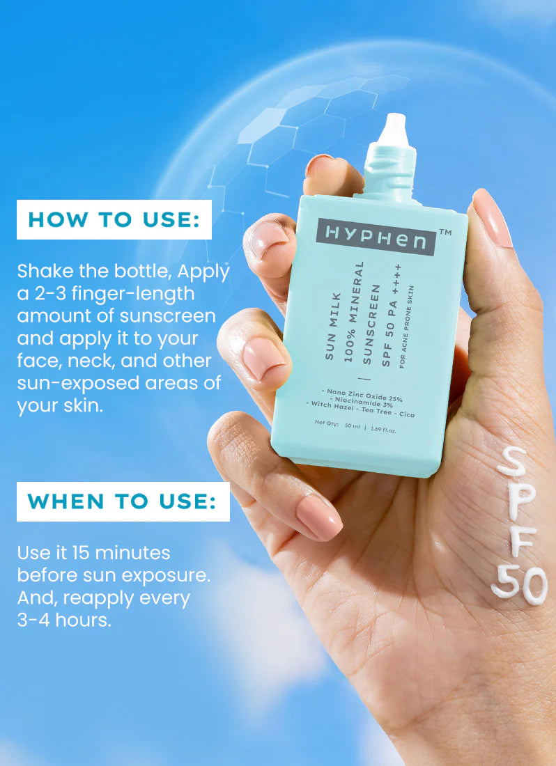 Hyphen Sun Milk 100% Mineral Sunscreen Spf 50 Pa++++