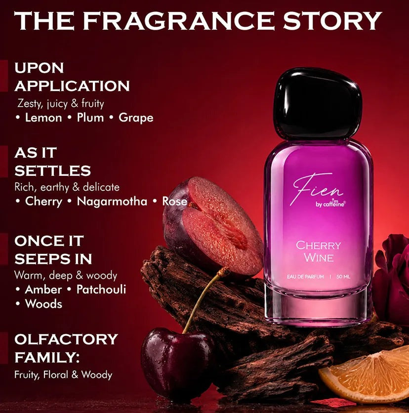 mCaffeine Cherry Wine Perfume for Women - 50 ml