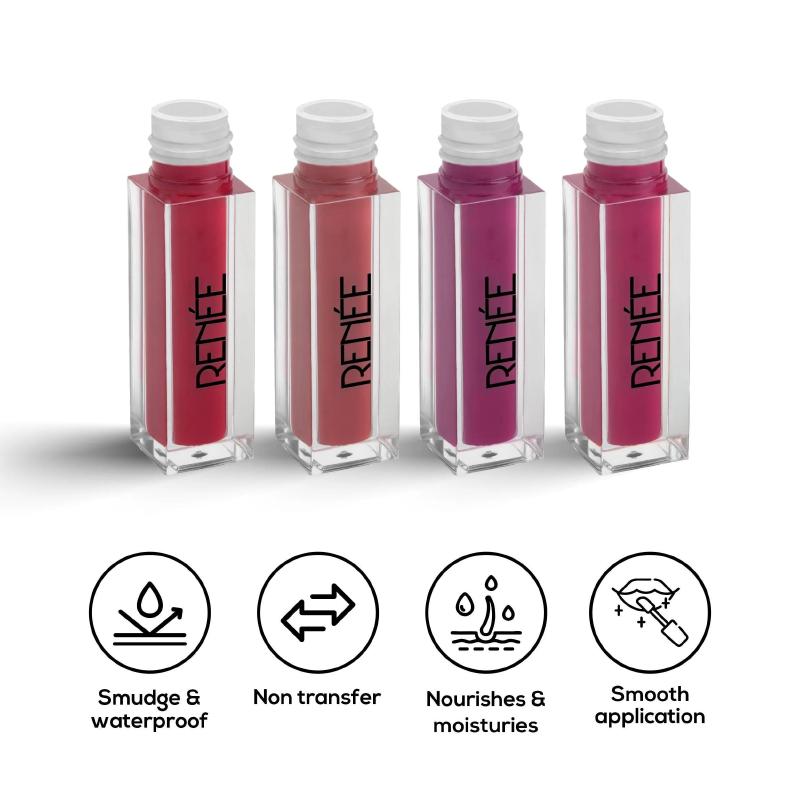 Renee Stay With Me Minis Matte Liquid Lipsticks, 01 Juicy Berries 2ml each