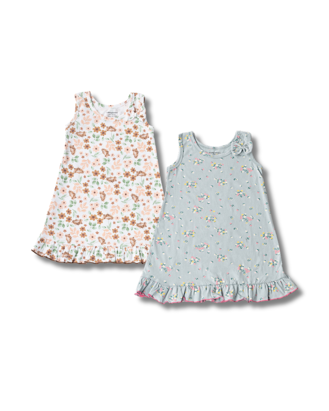 Urbanrac 2 Pack Dresses - Bluish Grey + Earthy Floral