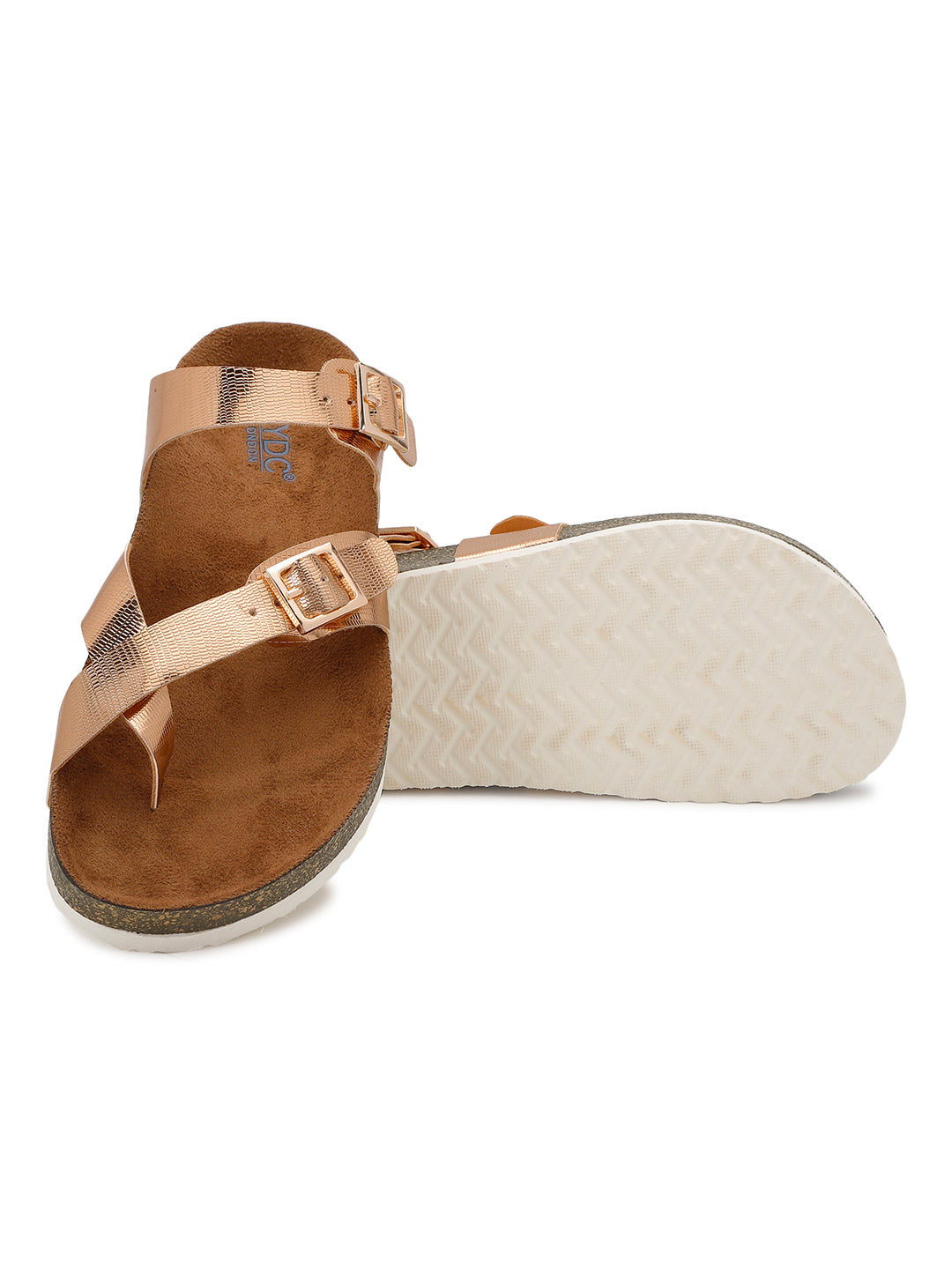 LYDC London - Rose gold L Grain Sandals for Women - Soho - Rose gold