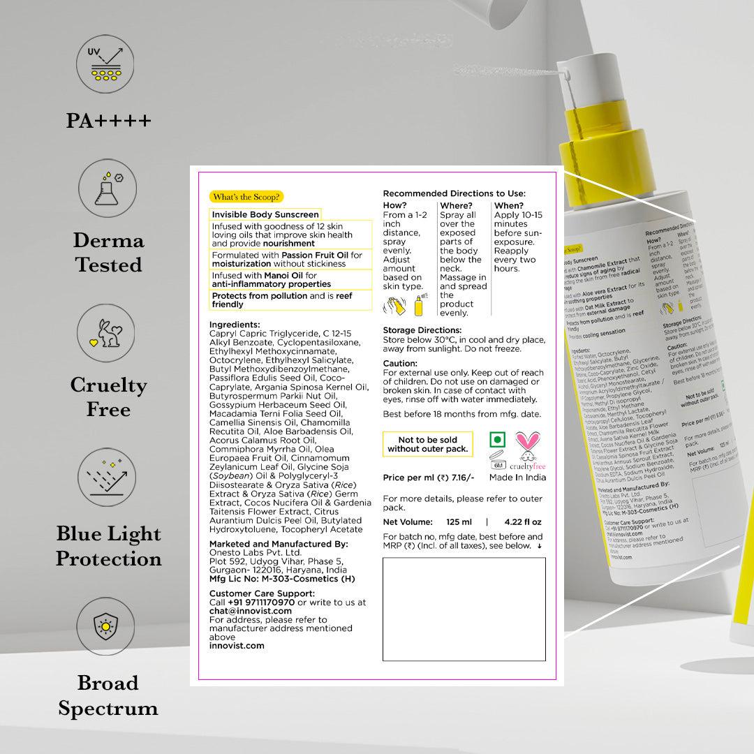 Sunscoop Invisible Sunscreen Spray SPF 60 PA++++ (125ml)