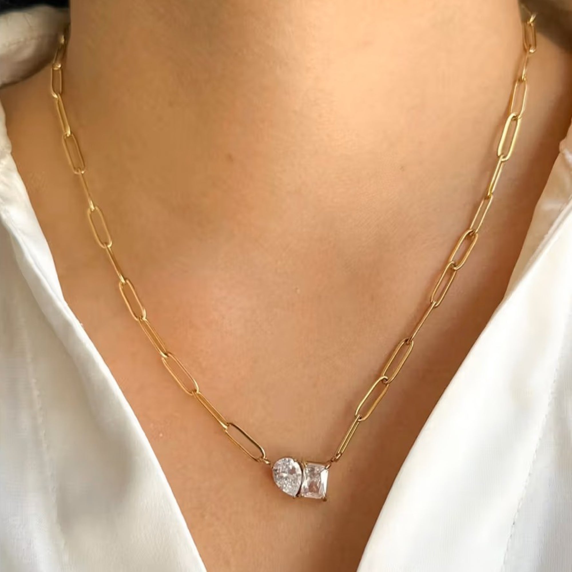 Salty Twin Spark Paperclip Necklace