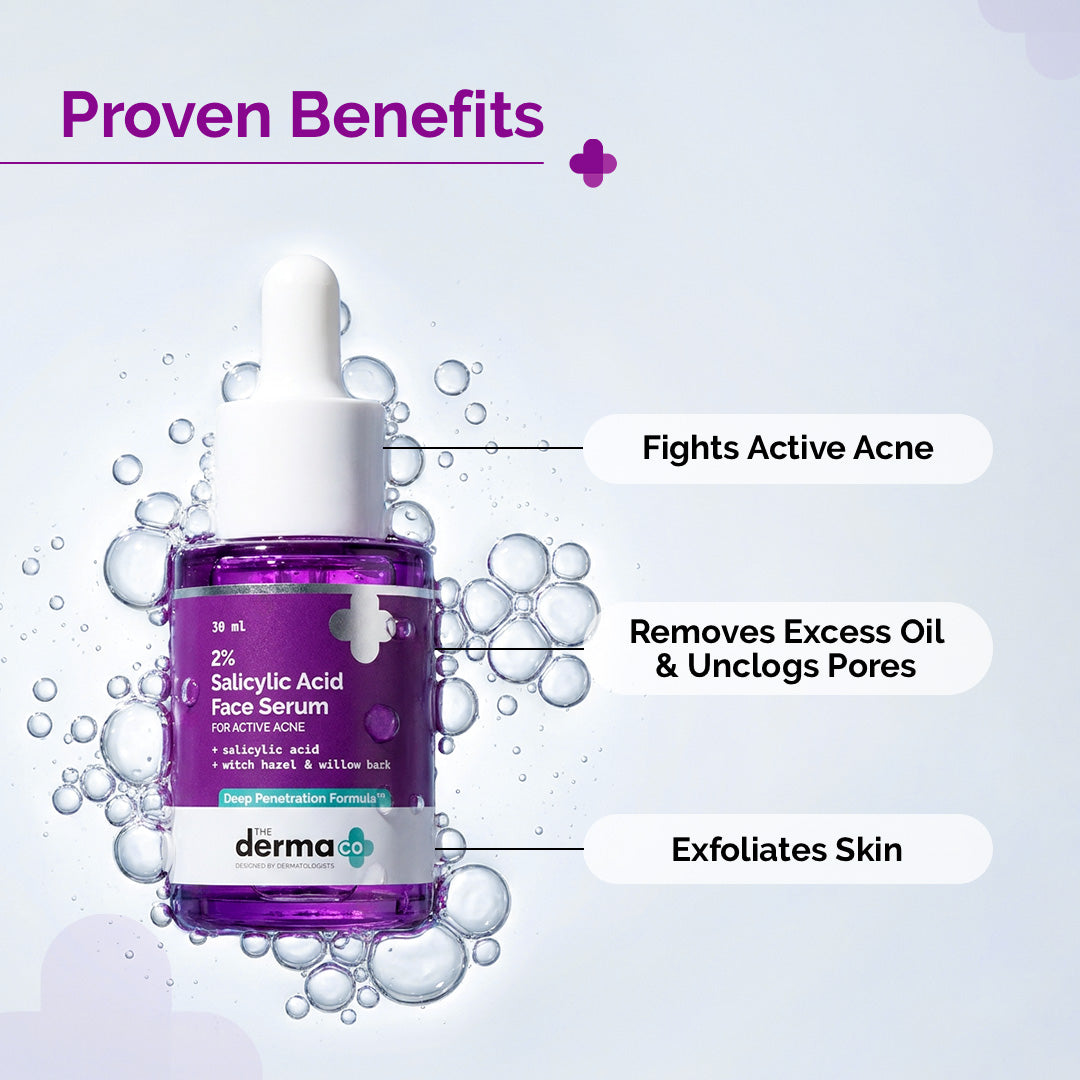 Derma Co 2% Salicylic Acid Face Serum for Active Acne - 30ml