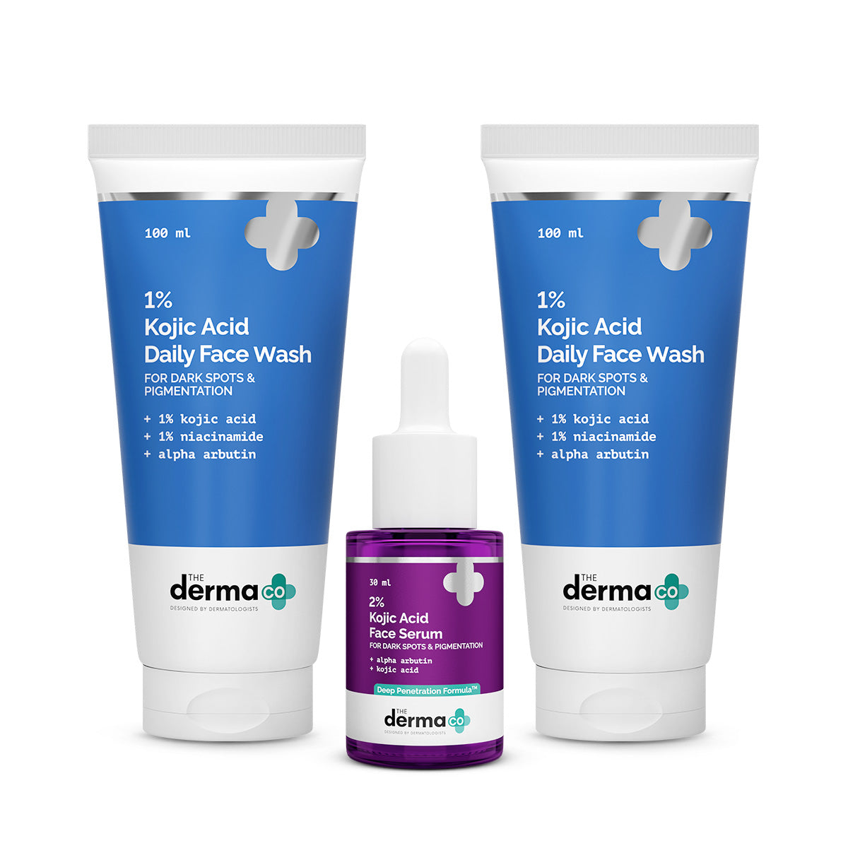 Derma Co Pigmentation Combat Kit (1% Kojic Acid Face Wash + 2% Kojic Acid Face Serum)
