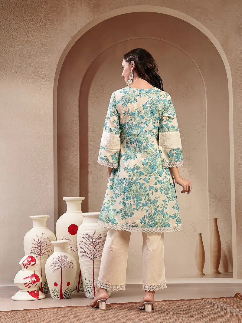 Stylum Women's Sky Blue Floral Printed Cotton Co-Ord Set