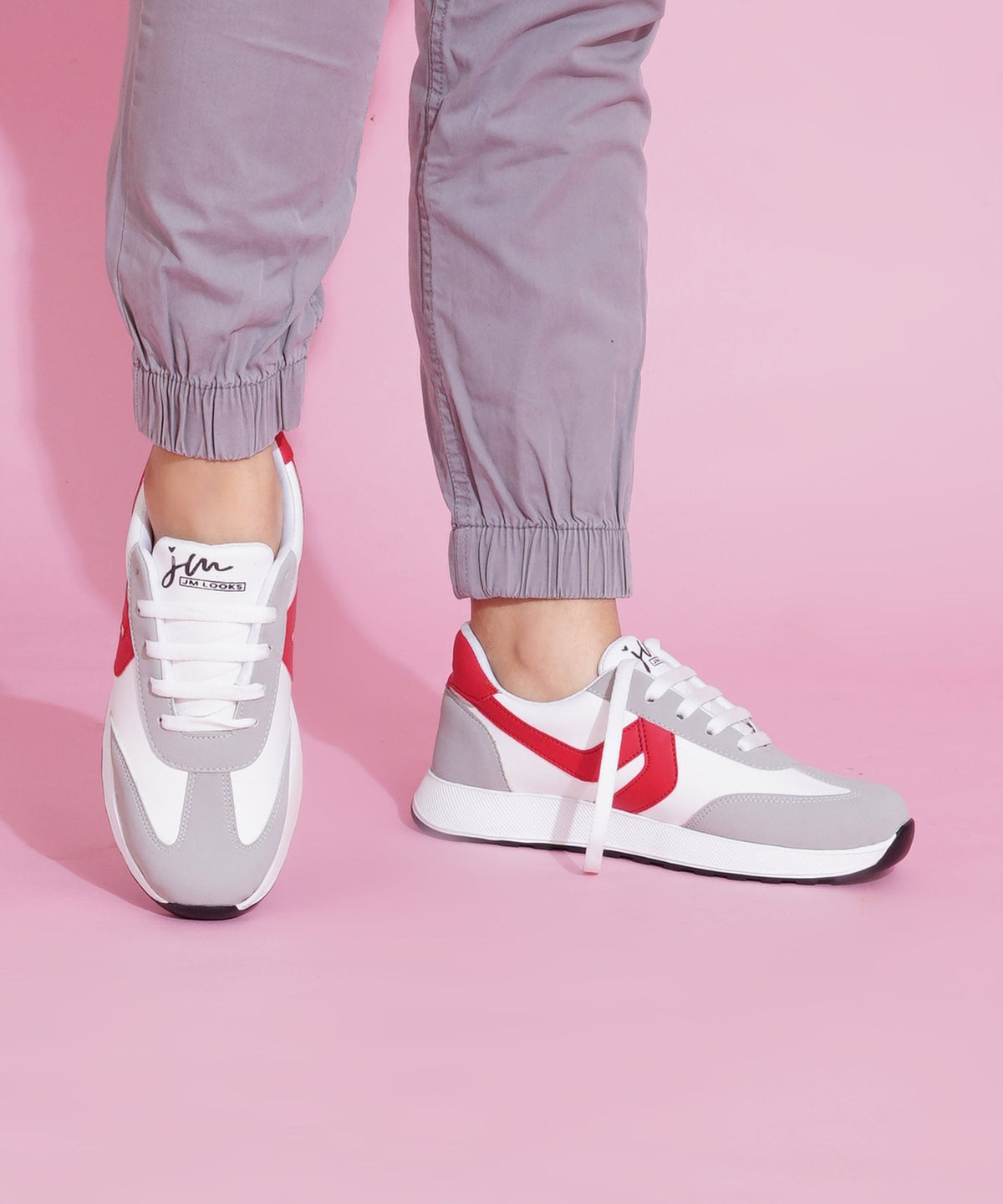 JM Looks Women’s Casual Lace-Up Sneakers with Contrast Panels