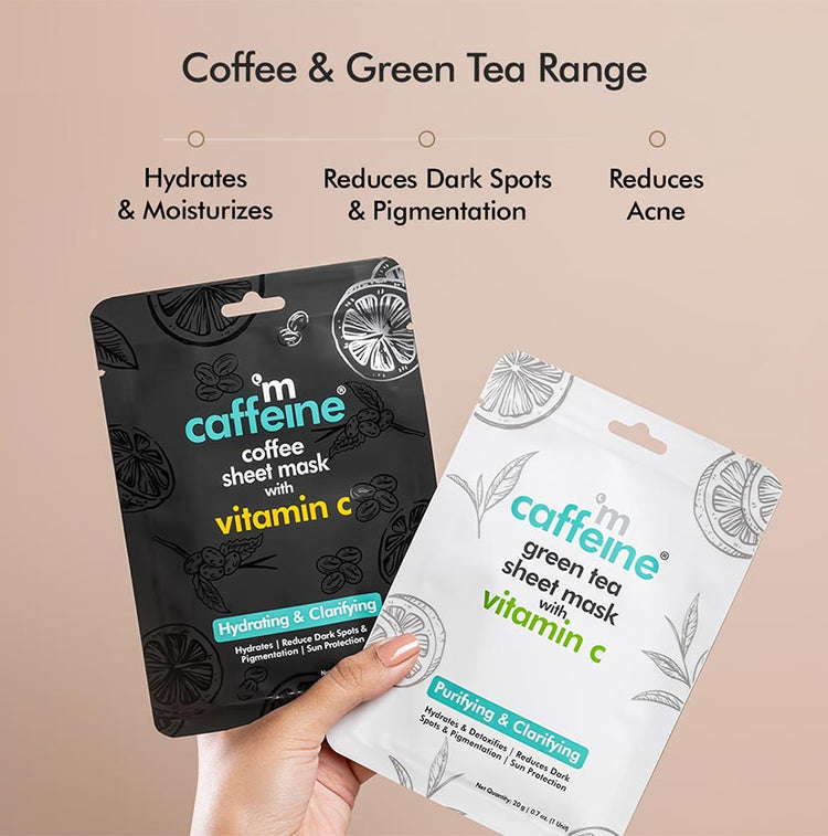 mCaffeine Hydrating & Clarifying Sheet Masks - Pack of 6
