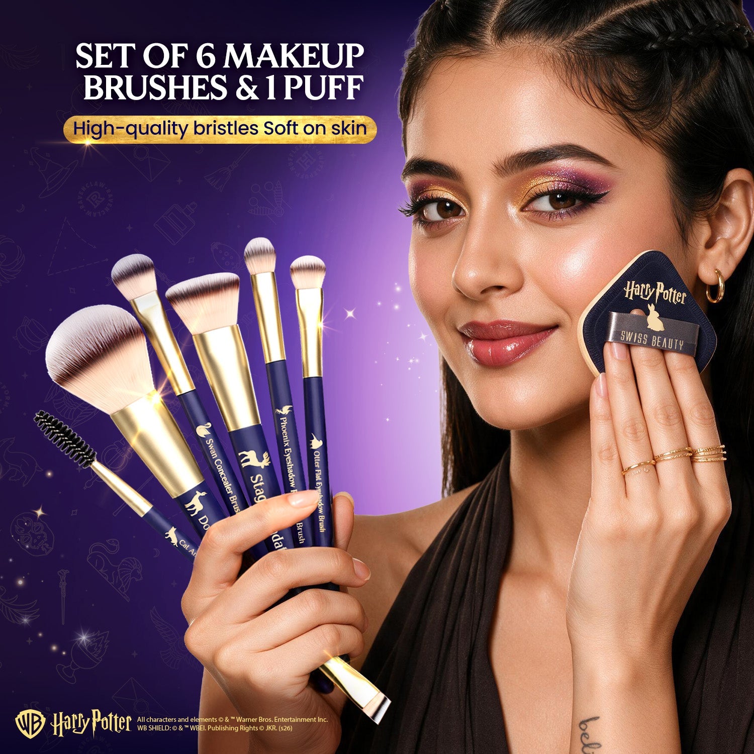 Swiss Beauty Patronus Charm Makeup Brush Set - HP