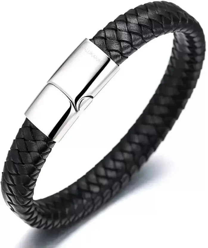 Salty Avrum Black Leather Bracelet