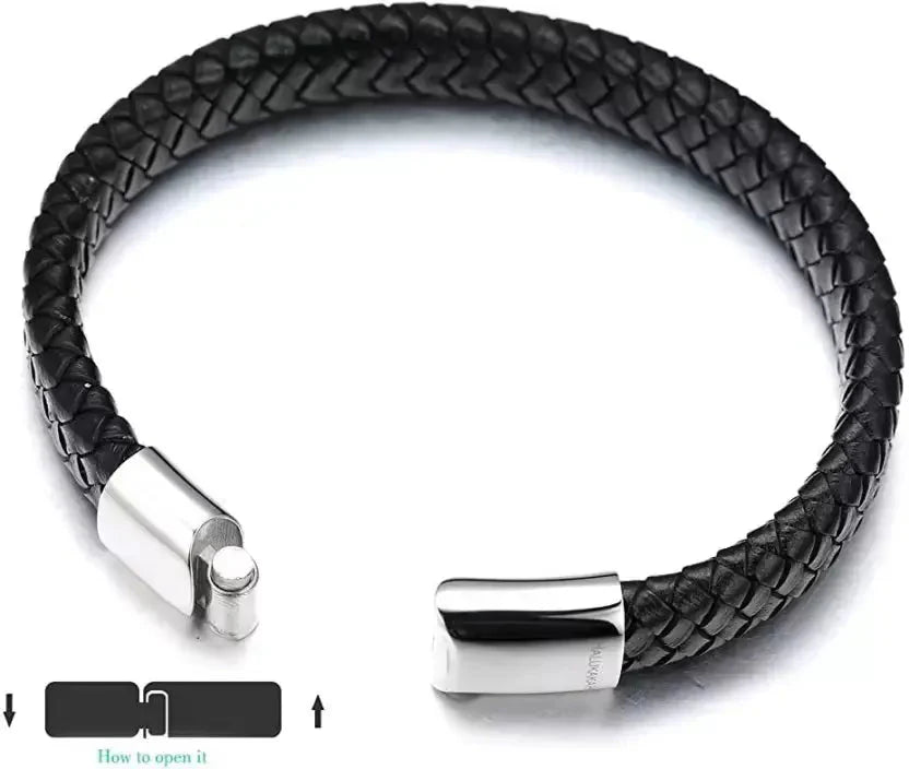 Salty Avrum Black Leather Bracelet