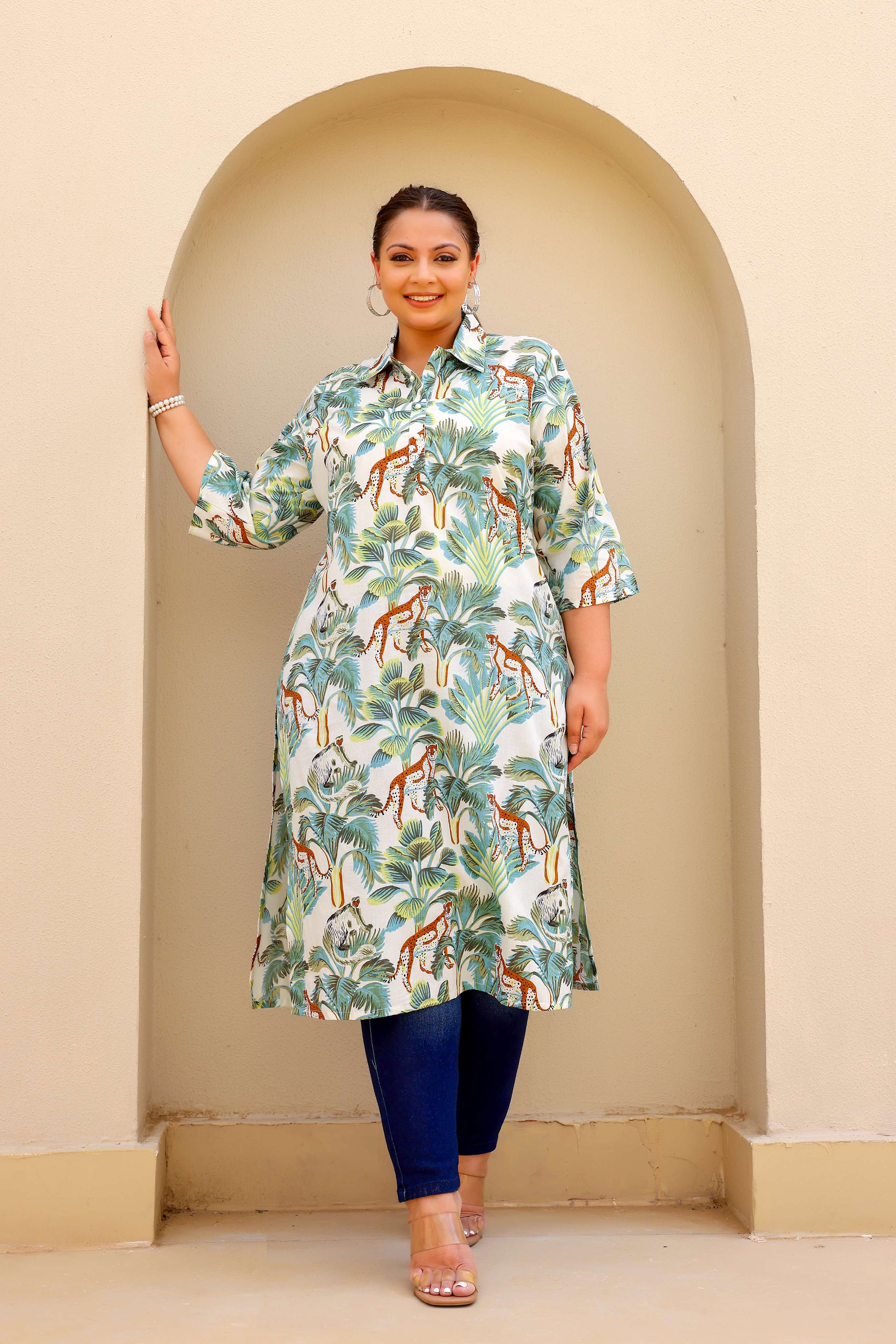 Label Flavia Jungle Safari Plus Size Kurti – Exotic, Chic & Effortlessly Stylish