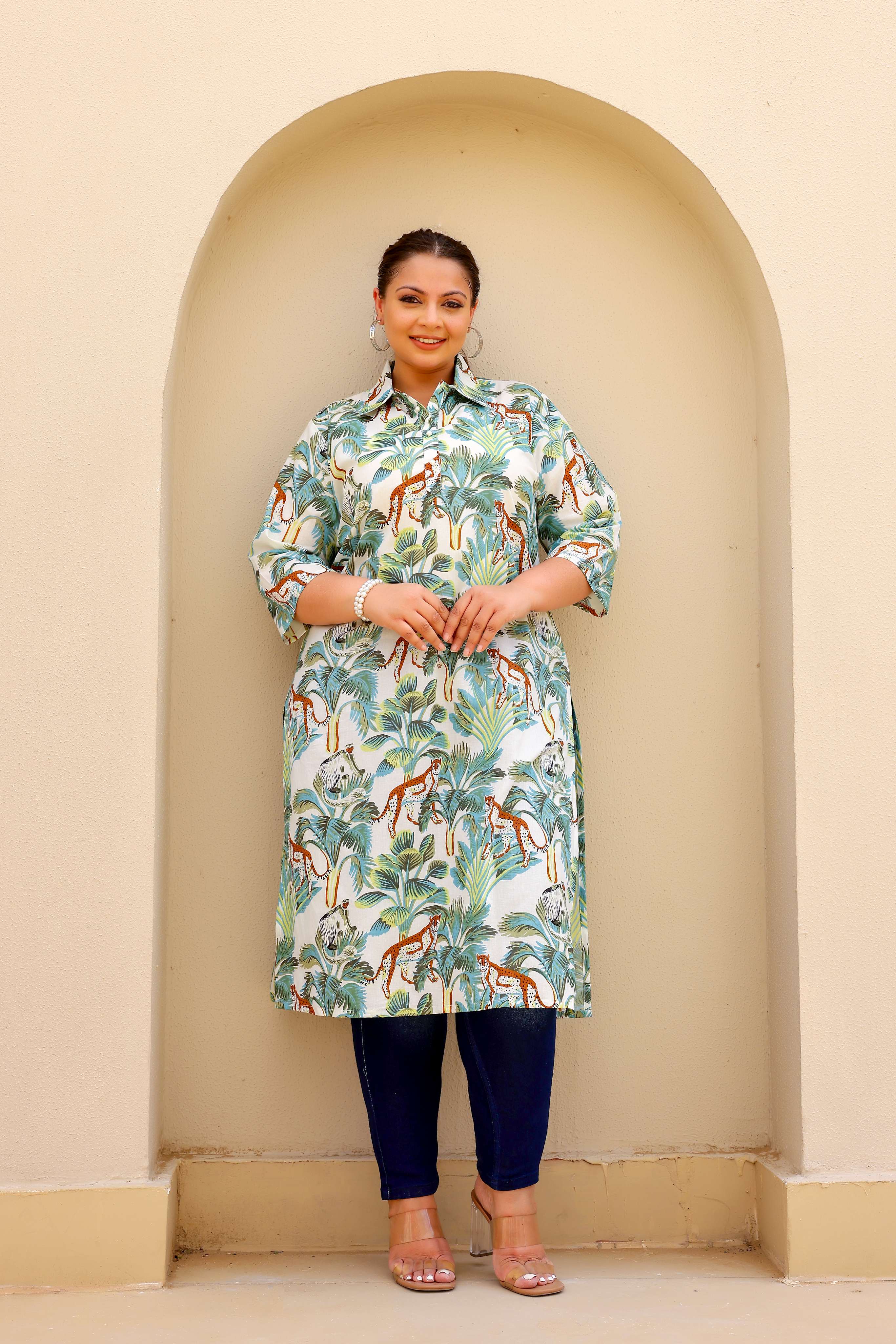 Label Flavia Jungle Safari Plus Size Kurti – Exotic, Chic & Effortlessly Stylish