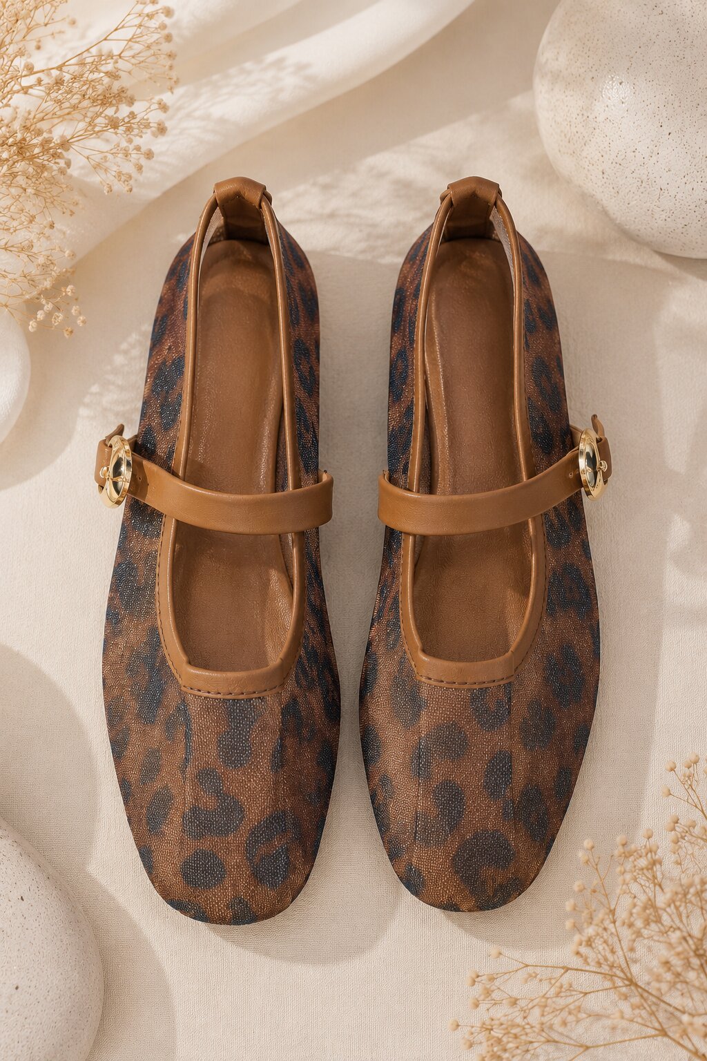 Sandal Stories Leopard Print Buckle Mary Jane Ballerinas