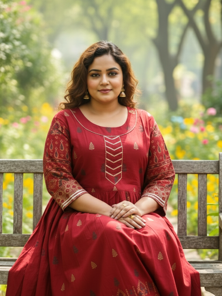 Label Flavia Plus Size Cotton Blend Printed Gown