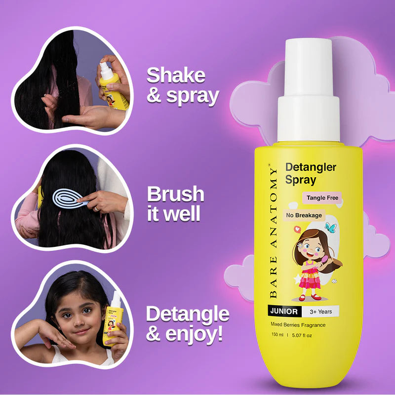 Bare Anatomy Gentle Detangling Kit for 3+ years kids (Shampoo & Spray)