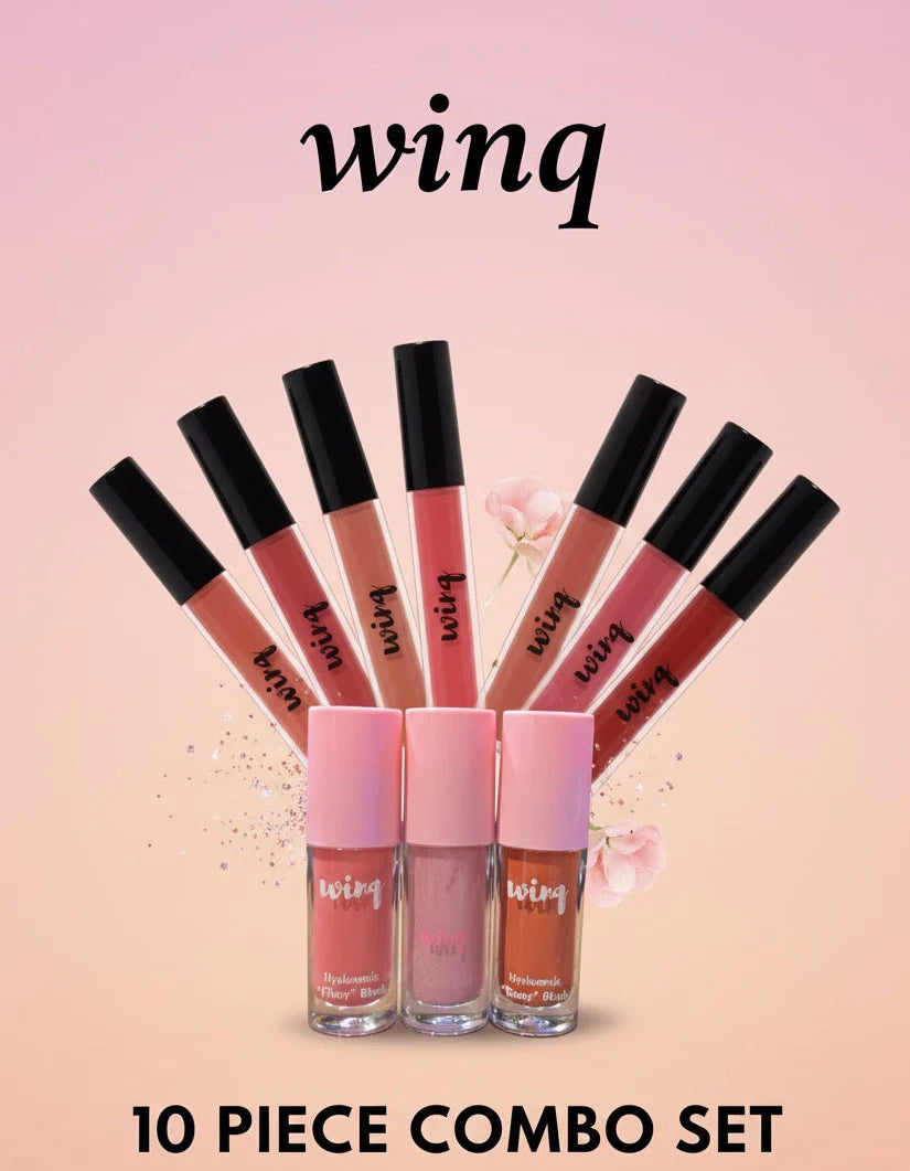 Winq Cosmetics Lipsticks & Blush Combo (10 pc combo) + Free Gifts