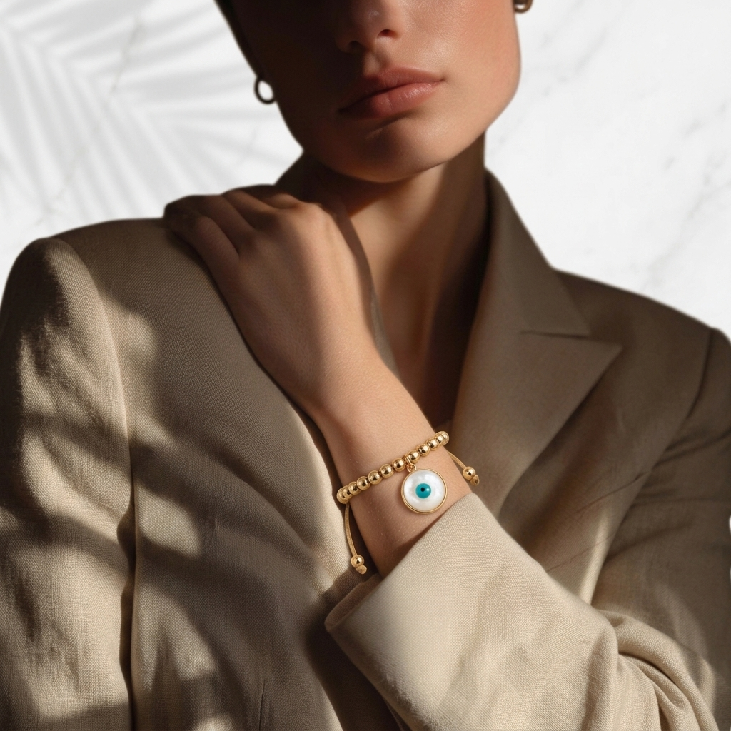 Salty Golden Retro Evil Eye Bracelet