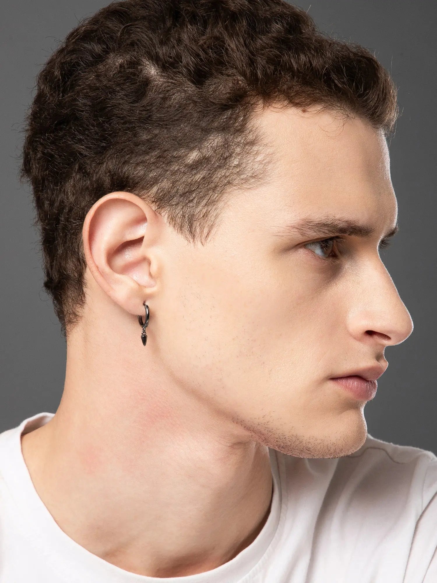 Salty Black Sharp Loop Hoop Earrings