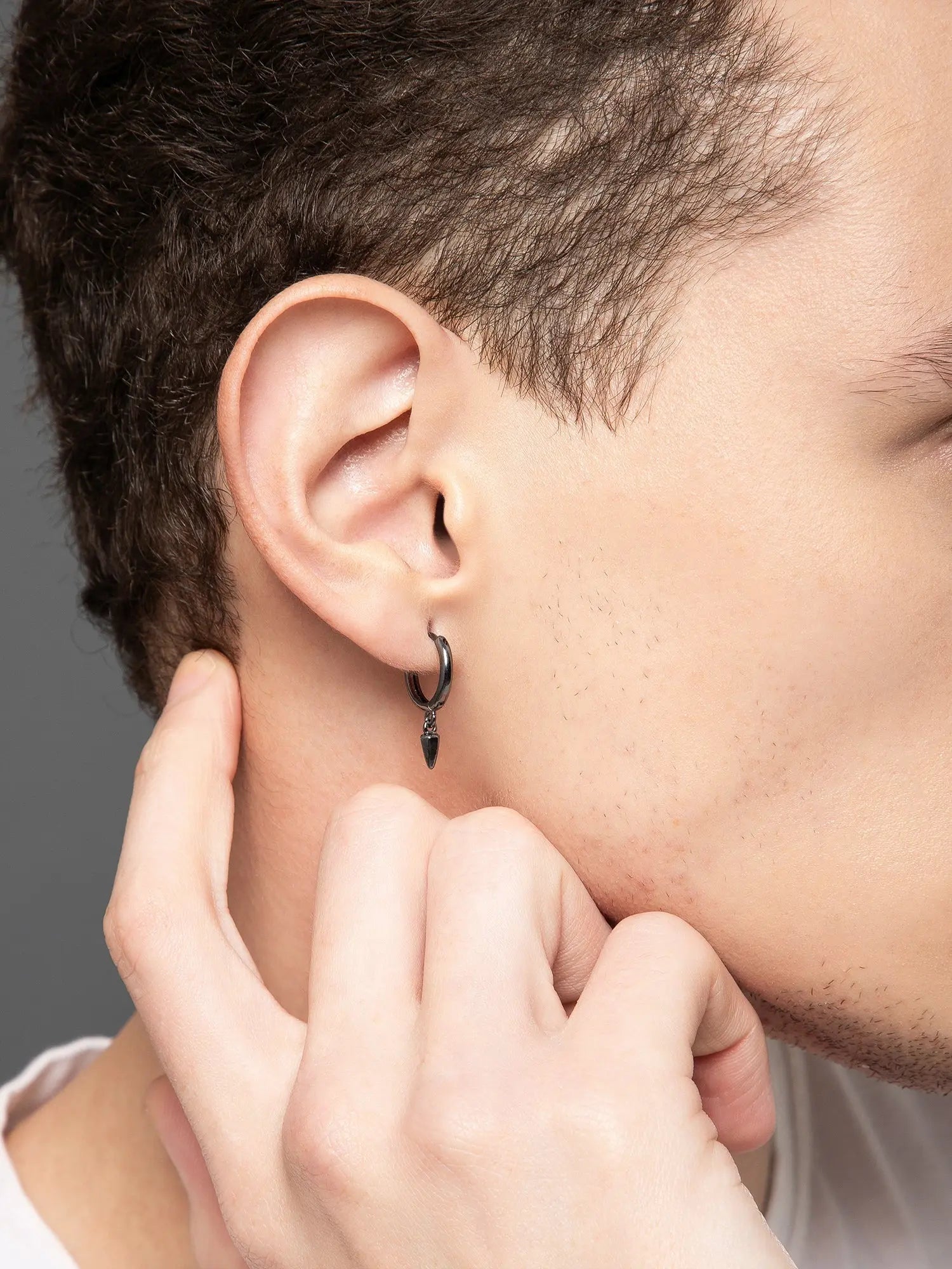Salty Black Sharp Loop Hoop Earrings