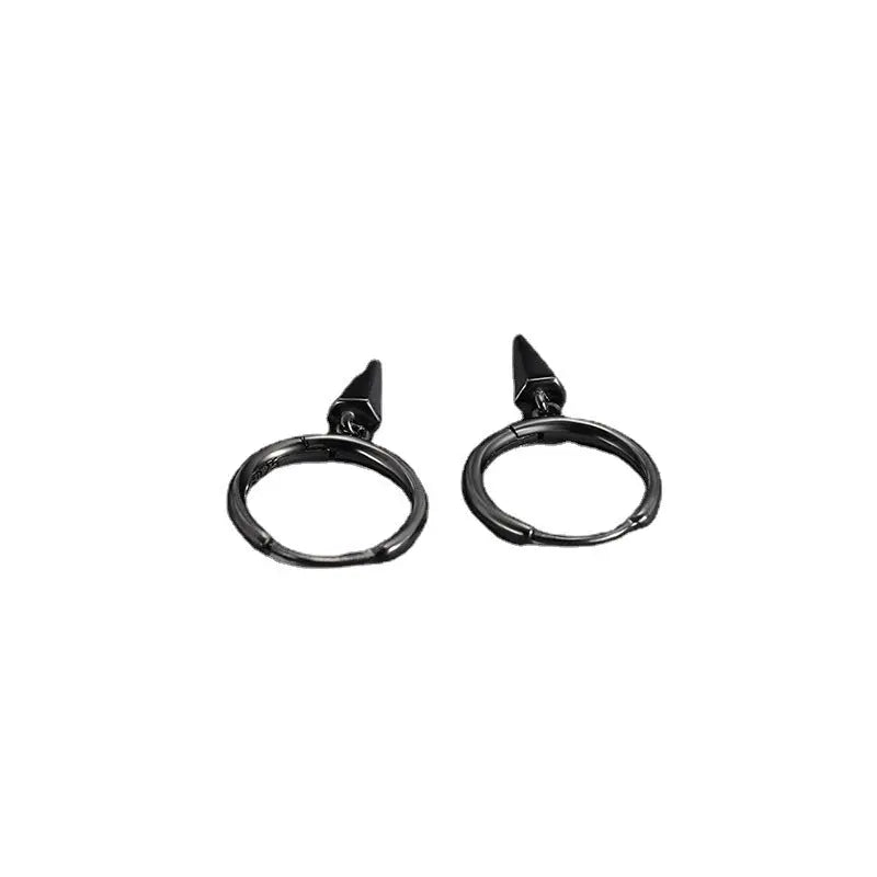Salty Black Sharp Loop Hoop Earrings