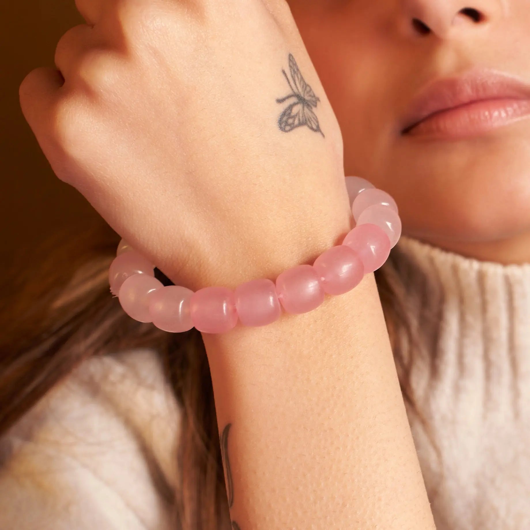 Salty Blushing Blossom Beaded Band