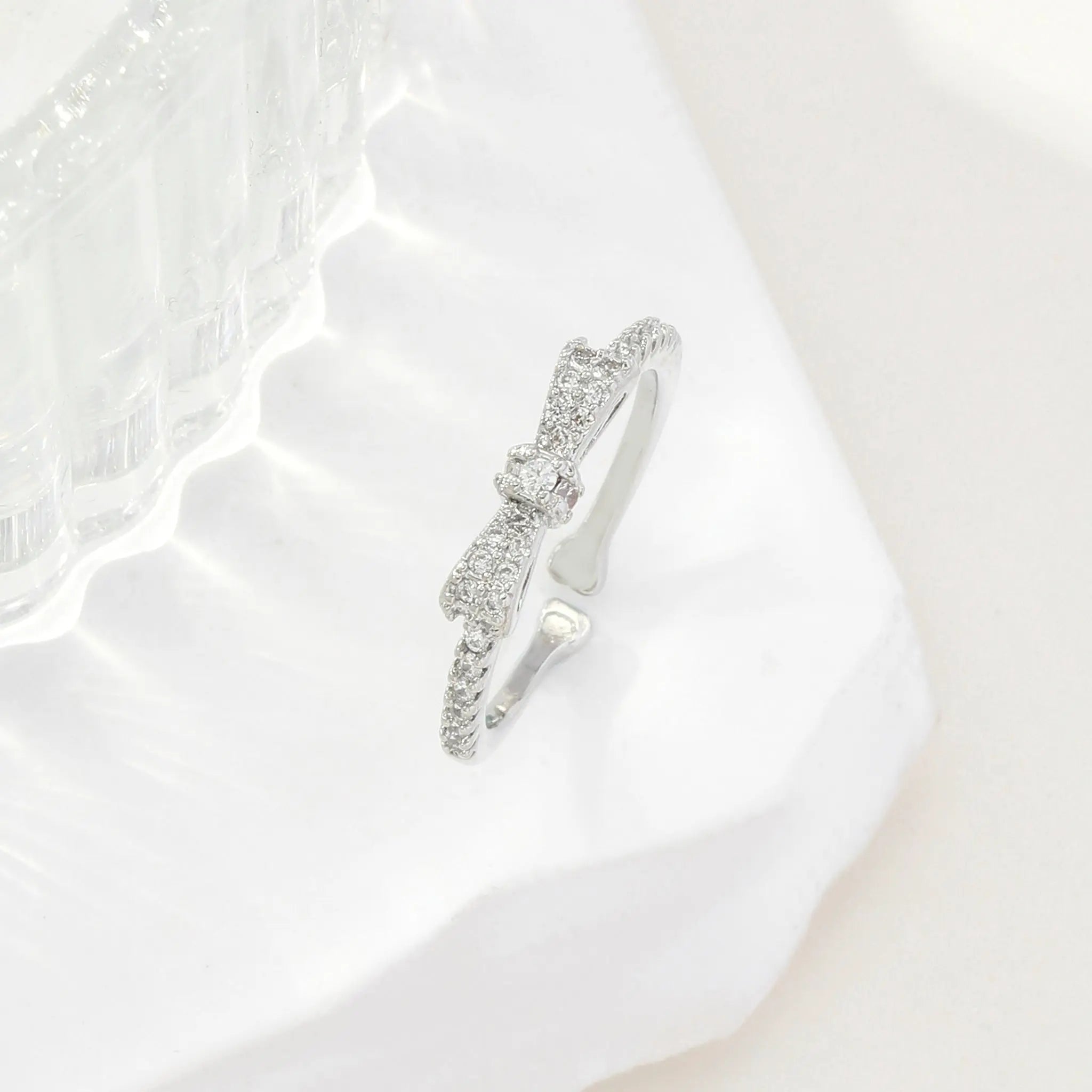 Salty Margaret Crystal Bow Silver Ring