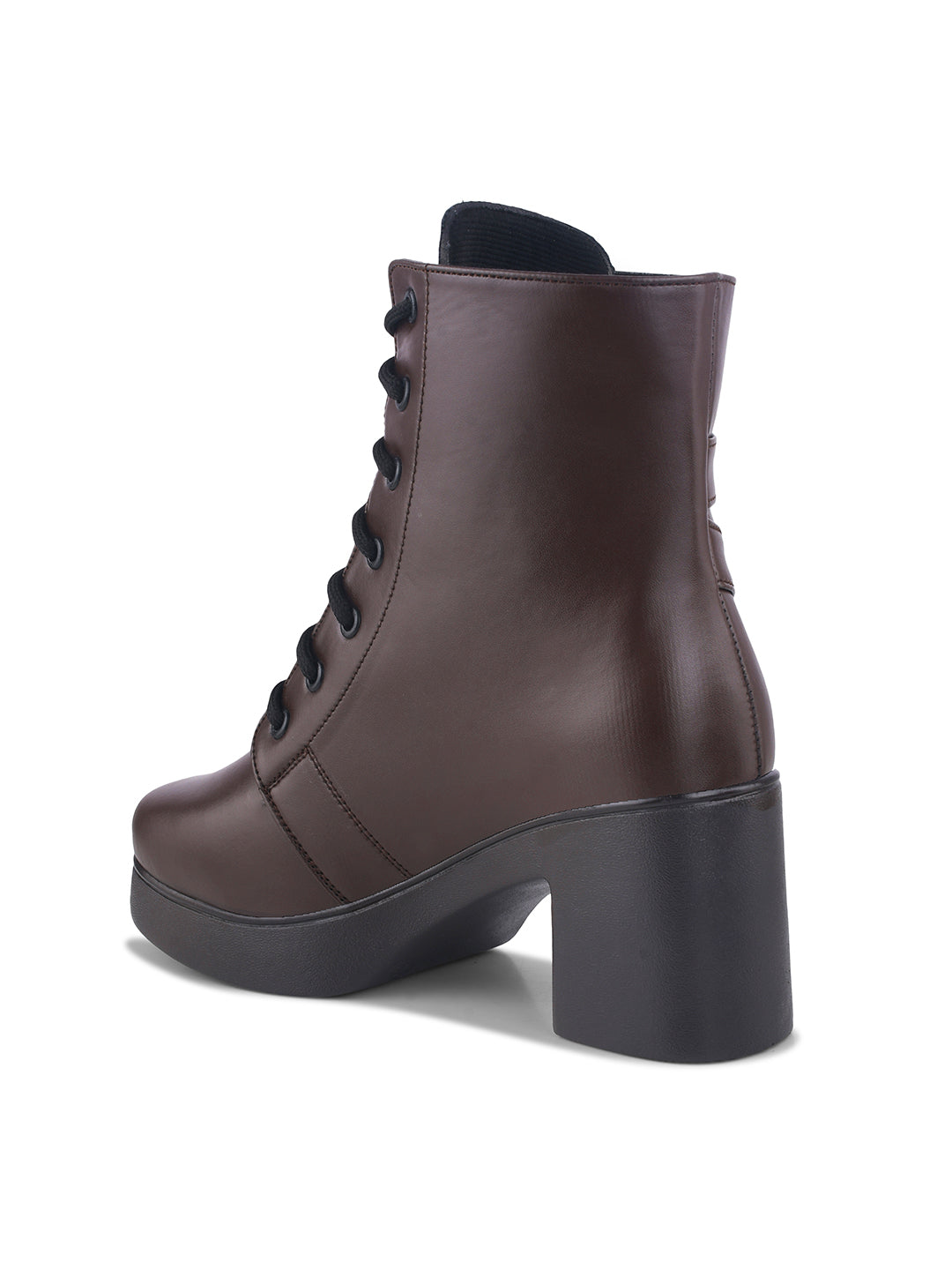 JM Looks Block Heel Ankle Boots for Women with Lace-Up Buckle Design