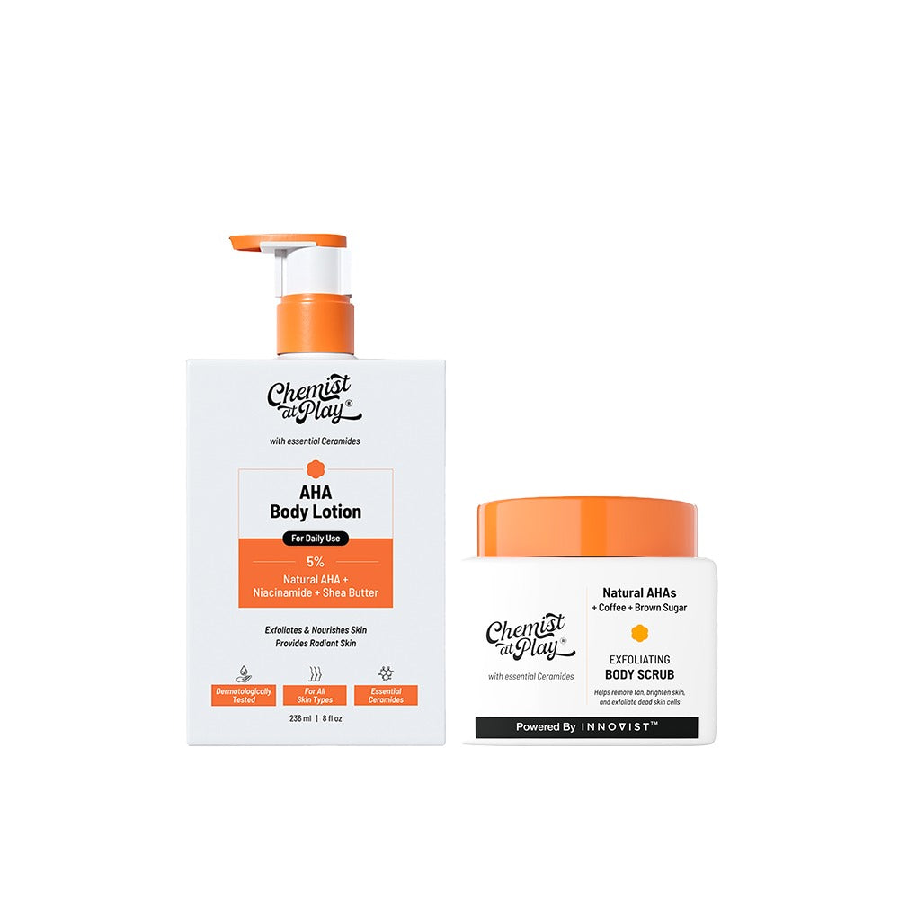 Chemist at Play Exfoliating Body Scrub & AHA Body Lotion