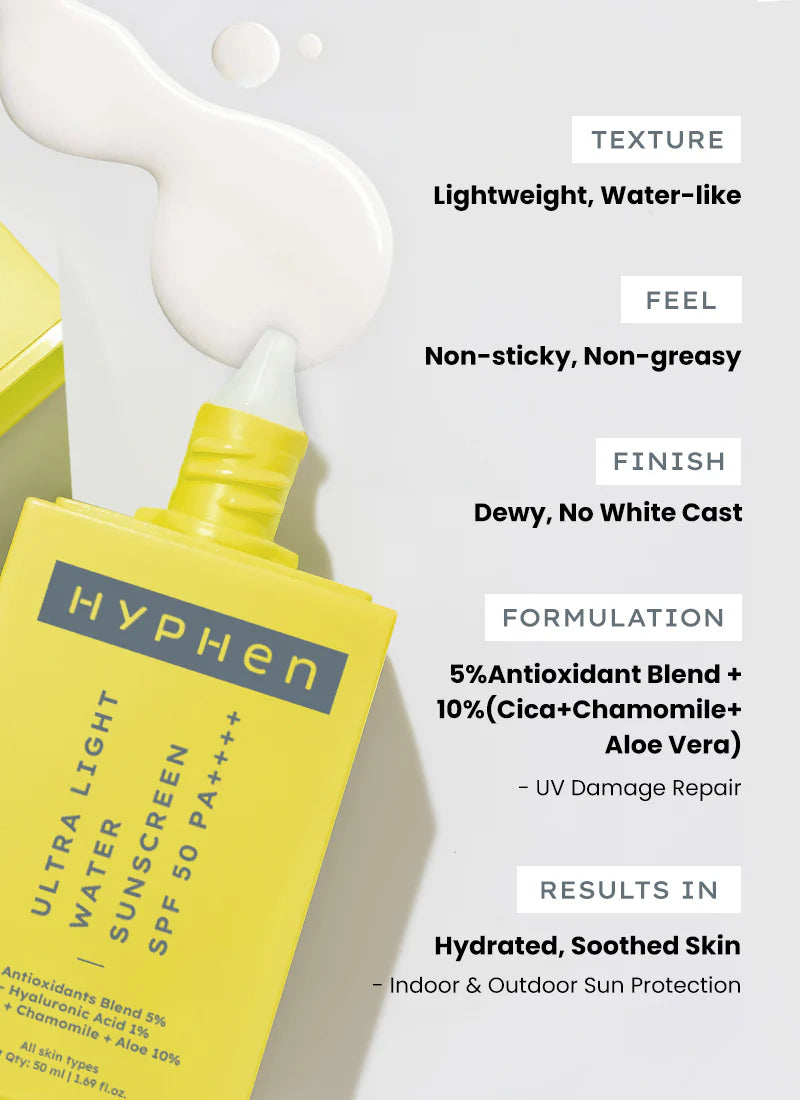 Hyphen Ultra Light Water Sunscreen Spf 50 Pa ++++