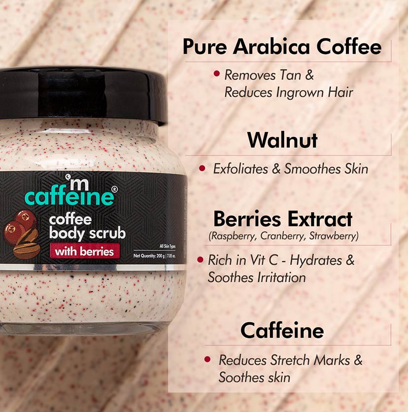 mCaffeine Moisturizing & Creamy Coffee Body Scrub With Berries - 200g