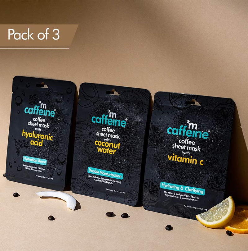 mCaffeine Coffee Sheet Masks - Pack of 3