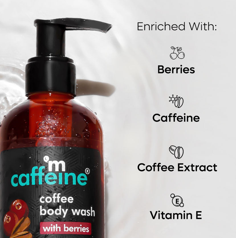 mCaffeine Coffee Body Wash With Berries For Energizing & De-Tan - 200ml
