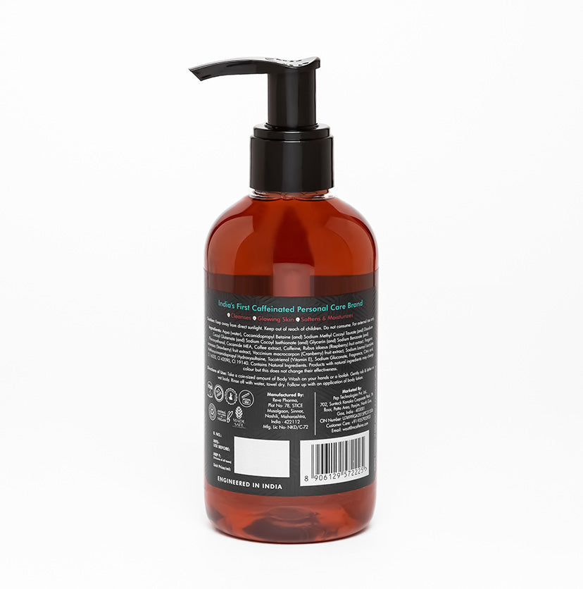 mCaffeine Coffee Body Wash With Berries For Energizing & De-Tan - 200ml