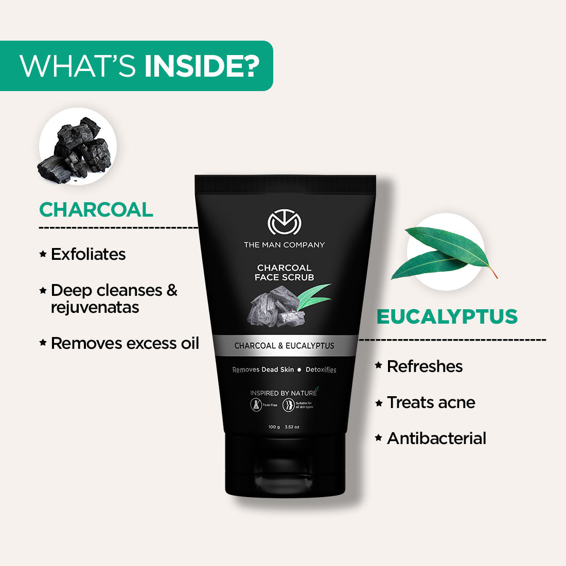 The Man Company Charcoal Face Scrub - 100g
