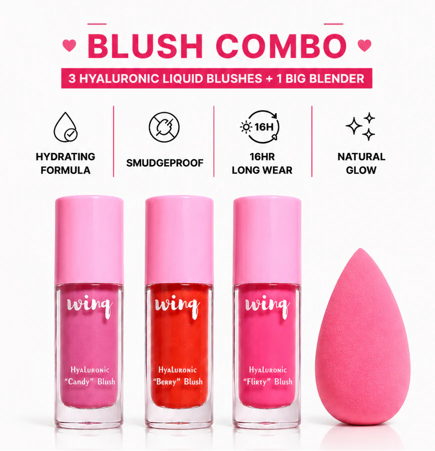 Winq Cosmetics Combo of 3 Blushes (Flirty, Berry, Candy) + Free Gift