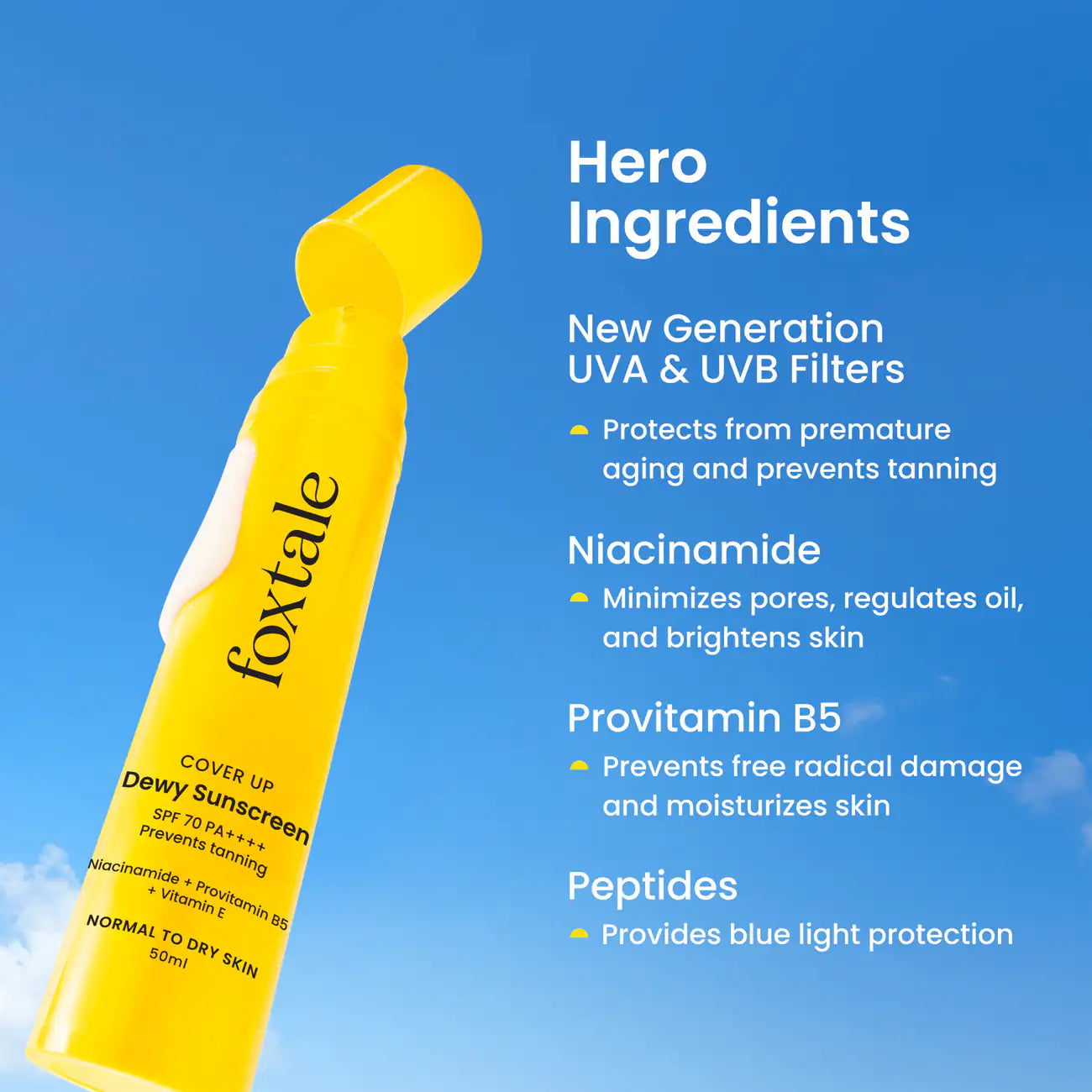 Foxtale SPF 70 Dewy Finish Sunscreen for Dry Skin