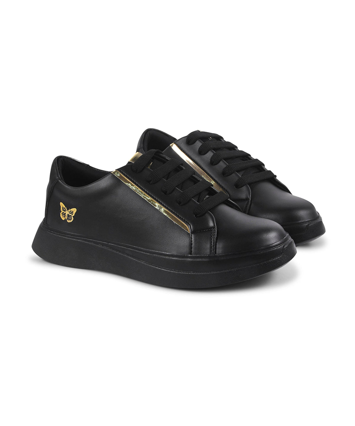JM Looks Metallic Sneakers for Women | Lace-Up Chunky Sole