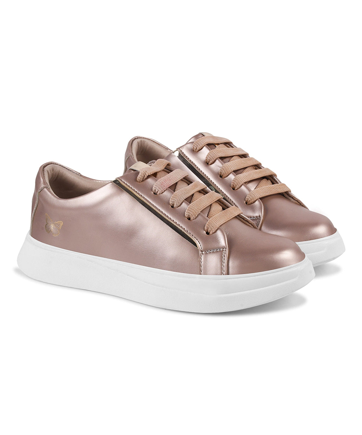 JM Looks Metallic Sneakers for Women | Lace-Up Chunky Sole